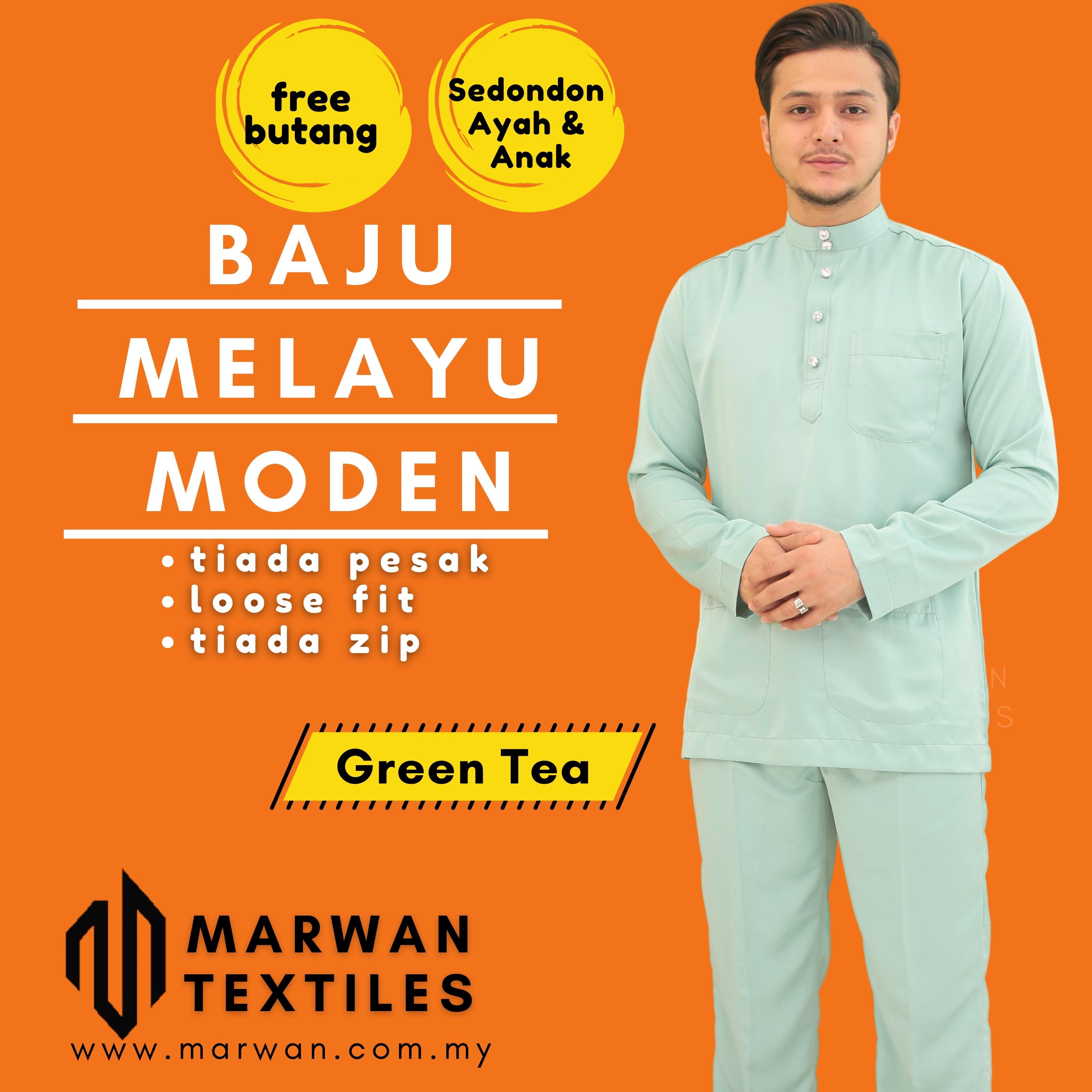 Baju Melayu Moden Warna Green Tea